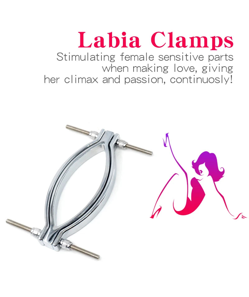 Metal Labia Clips Exotic Accessories Labium Pussy Clamps Clitoris Stimulation Massager Vagina Speculum Sex Toys Anal Dilator Men