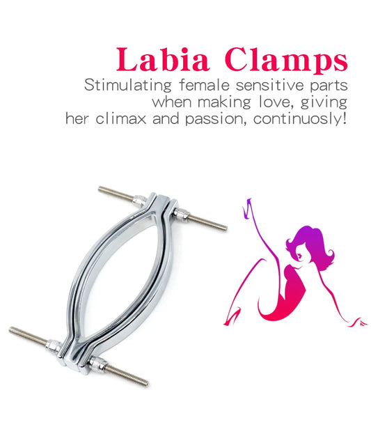 Metal Labia Clips Exotic Accessories Labium Pussy Clamps Clitoris Stimulation Massager Vagina Speculum Sex Toys Anal Dilator Men