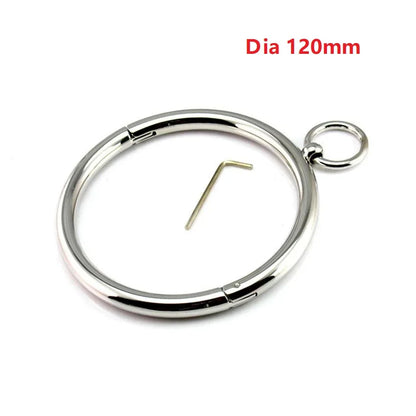 Metal Male Female Lockable Slave Neck collar Hex wrench Restraint Bondage Locking Choker O-Rings Chain Leader SM Couple Game