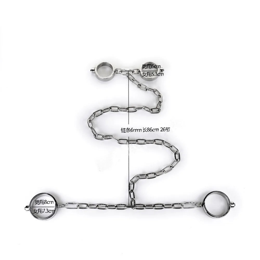 Metal Manacle Lockable Bondage Neck Collar Handcuffs Ankle Cuff Stainless Steel Restraints Kit  BDSM Sex Toys for Couple