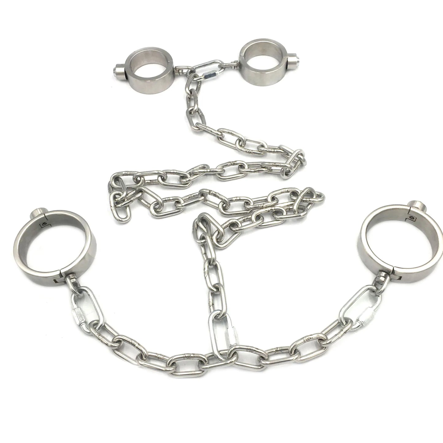 Metal Manacle Lockable Bondage Neck Collar Handcuffs Ankle Cuff Stainless Steel Restraints Kit  BDSM Sex Toys for Couple