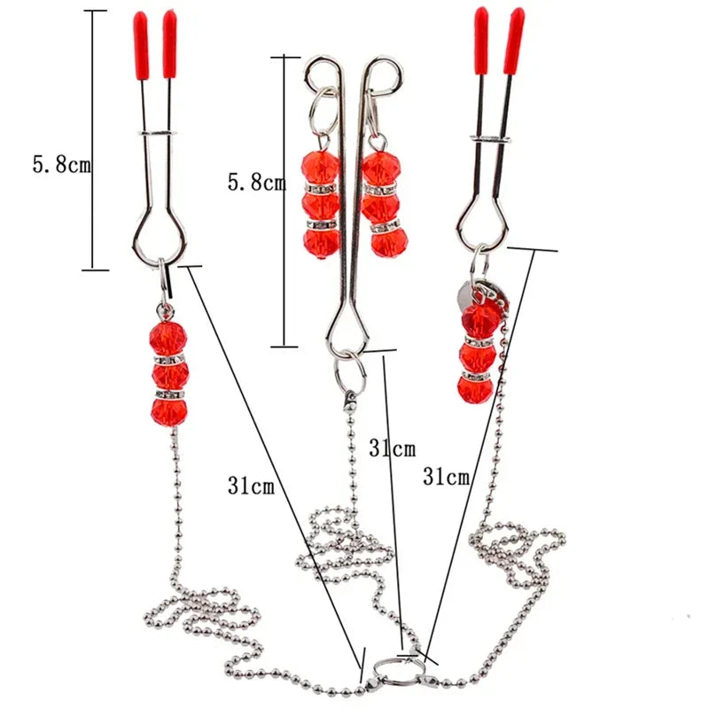 Metal Nipples Clamps Labium Clips Breast Clit Stimulation Bondage Slave Sex Toy For Women Couples Flirting Adult Games Products