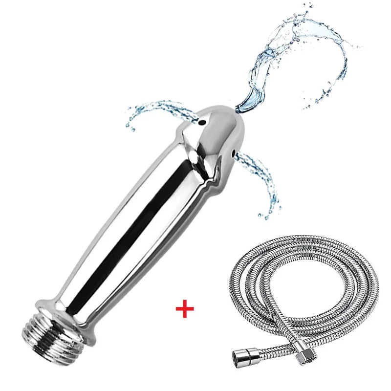 Metal Steel Douche Enema Syringe Anal Shower Head Beads Anal Cleaning Kit Butt Plug Attachment Nozzle Tip Gay Sex Toy Man Woman