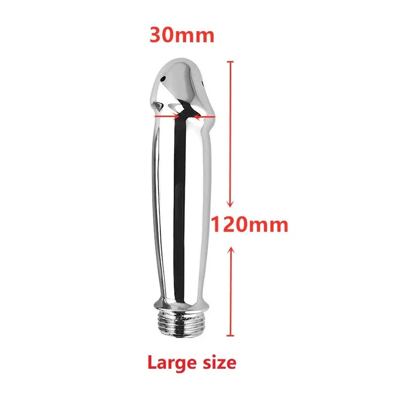 Metal Steel Douche Enema Syringe Anal Shower Head Beads Anal Cleaning Kit Butt Plug Attachment Nozzle Tip Gay Sex Toy Man Woman