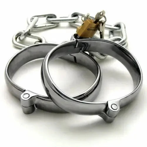 Metal Steel Neck Collar Slave Hand Ankle Elliptical Cuffs Restraint Slave Bondage BDSM Adult Game Sex Toys for Men Women Couples