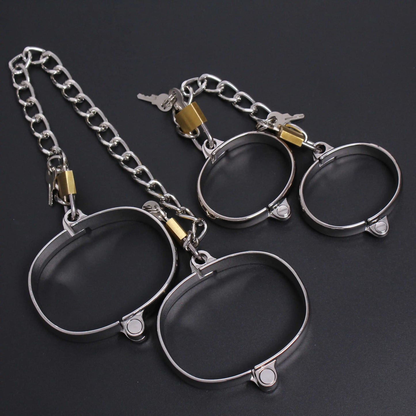 Metal Steel Neck Collar Slave Hand Ankle Elliptical Cuffs Restraint Slave Bondage BDSM Adult Game Sex Toys for Men Women Couples