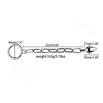 Metal anal beads butt plug anus plug with chain penis ring fake dildo metal anal plug sex toy for male female adult sex products