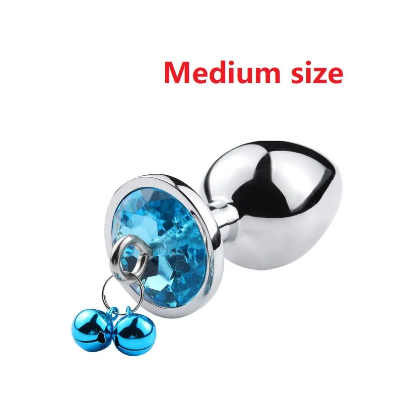 Metal small large size leather bondage handcuff with chain anal beads butt plug set bell ring insert sex toy couple game