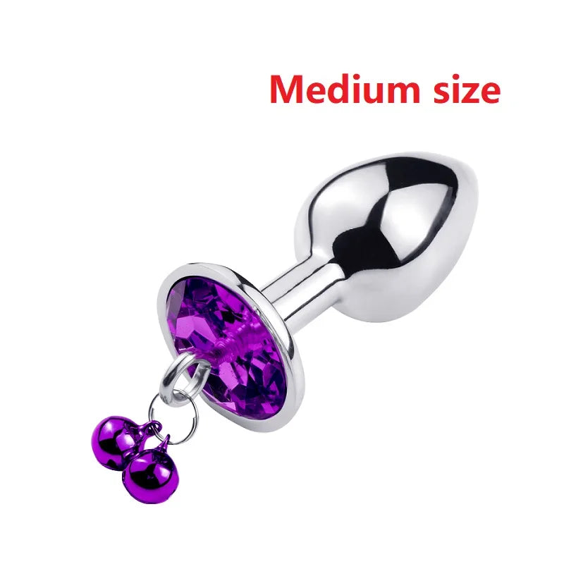 Metal small large size leather bondage handcuff with chain anal beads butt plug set bell ring insert sex toy couple game