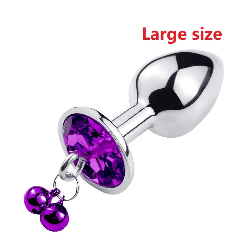 Metal small large size leather bondage handcuff with chain anal beads butt plug set bell ring insert sex toy couple game