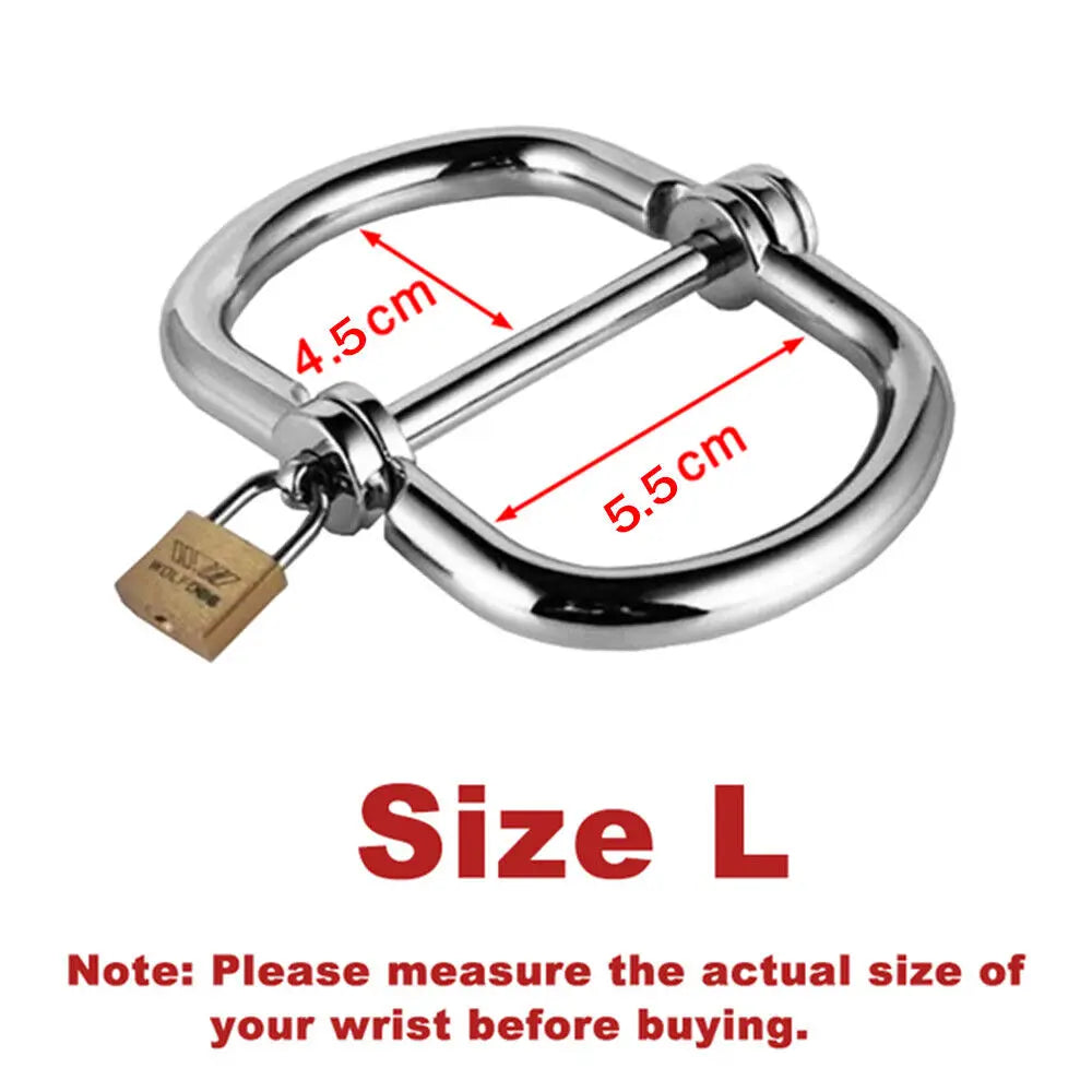 Metel Handcuffs Wrist Ankle Cuffs Slave Lockable Chain Roleplay Toy BDSM Slave Stainless Steel Shackles Sex toy for Adult couple