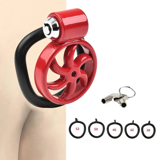 Mini Male Penis Chastity Cage Set Red Black Bird Chastity Cage Belt With 5 Size Lock Rings Penis Bondage Slave Man Sex Toy