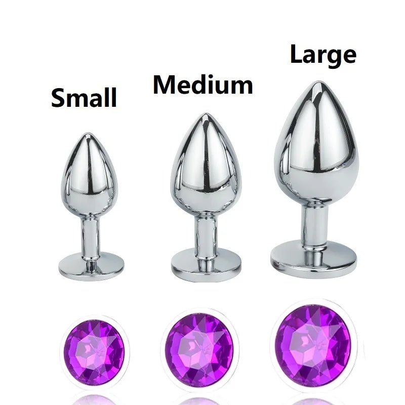 Mini small medium large set Crystal Heart round rose gold rainbow Metal anal beads butt plug Jewelry insert vibrator sex toy