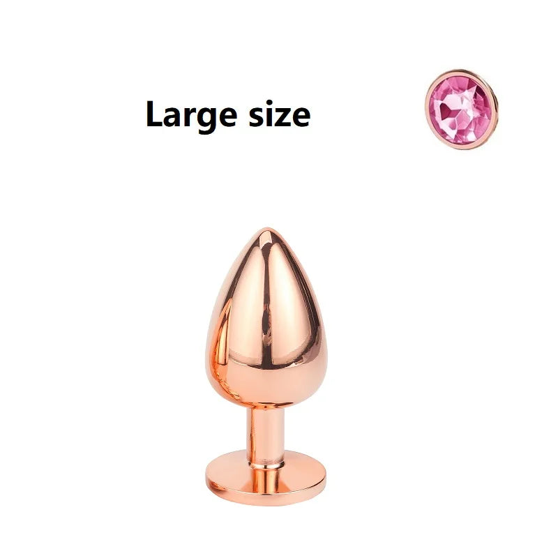 Mini small medium large set Crystal Heart round rose gold rainbow Metal anal beads butt plug Jewelry insert vibrator sex toy