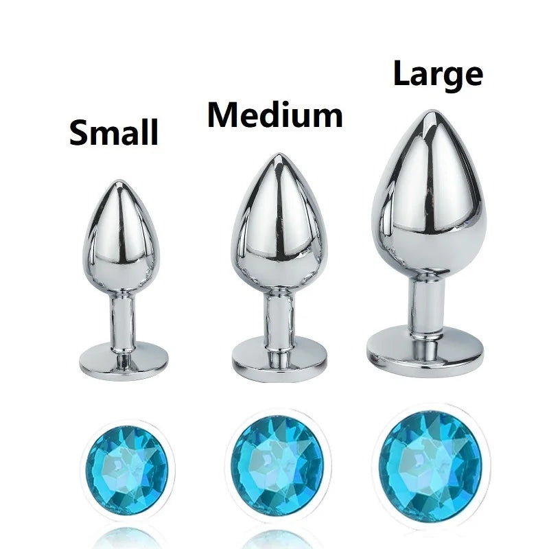 Mini small medium large set Crystal Heart round rose gold rainbow Metal anal beads butt plug Jewelry insert vibrator sex toy