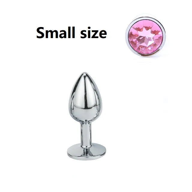 Mini small medium large set Crystal Heart round rose gold rainbow Metal anal beads butt plug Jewelry insert vibrator sex toy