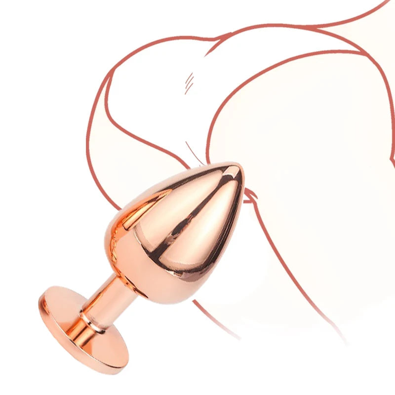 Mini small medium large set Crystal Heart round rose gold rainbow Metal anal beads butt plug Jewelry insert vibrator sex toy