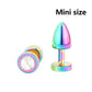 Mini small medium large set Crystal Heart round rose gold rainbow Metal anal beads butt plug Jewelry insert vibrator sex toy