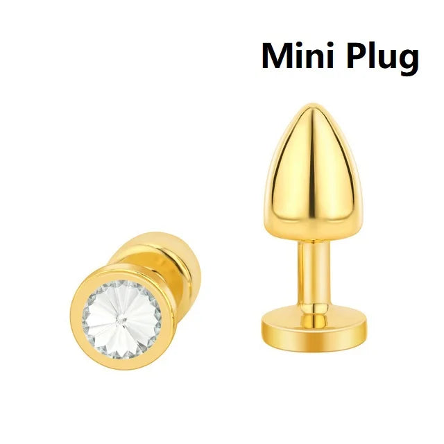 Mini small medium large set Crystal Heart round rose gold rainbow Metal anal beads butt plug Jewelry insert vibrator sex toy