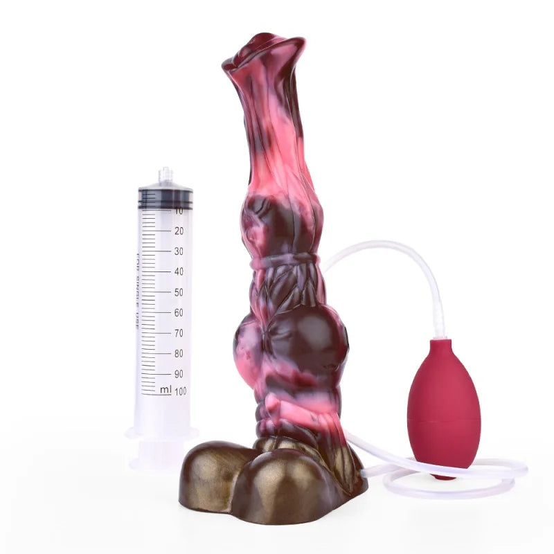 Mixed Color Ejaculation Horse Dildo With Syringe Squirting Penis Suction Cup Dildo Silicone Anal Sex Toys For Men Women buttplug