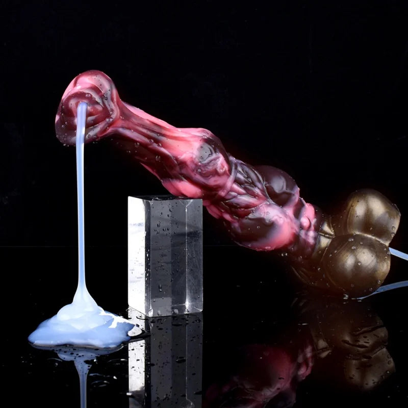Mixed Color Ejaculation Horse Dildo With Syringe Squirting Penis Suction Cup Dildo Silicone Anal Sex Toys For Men Women buttplug
