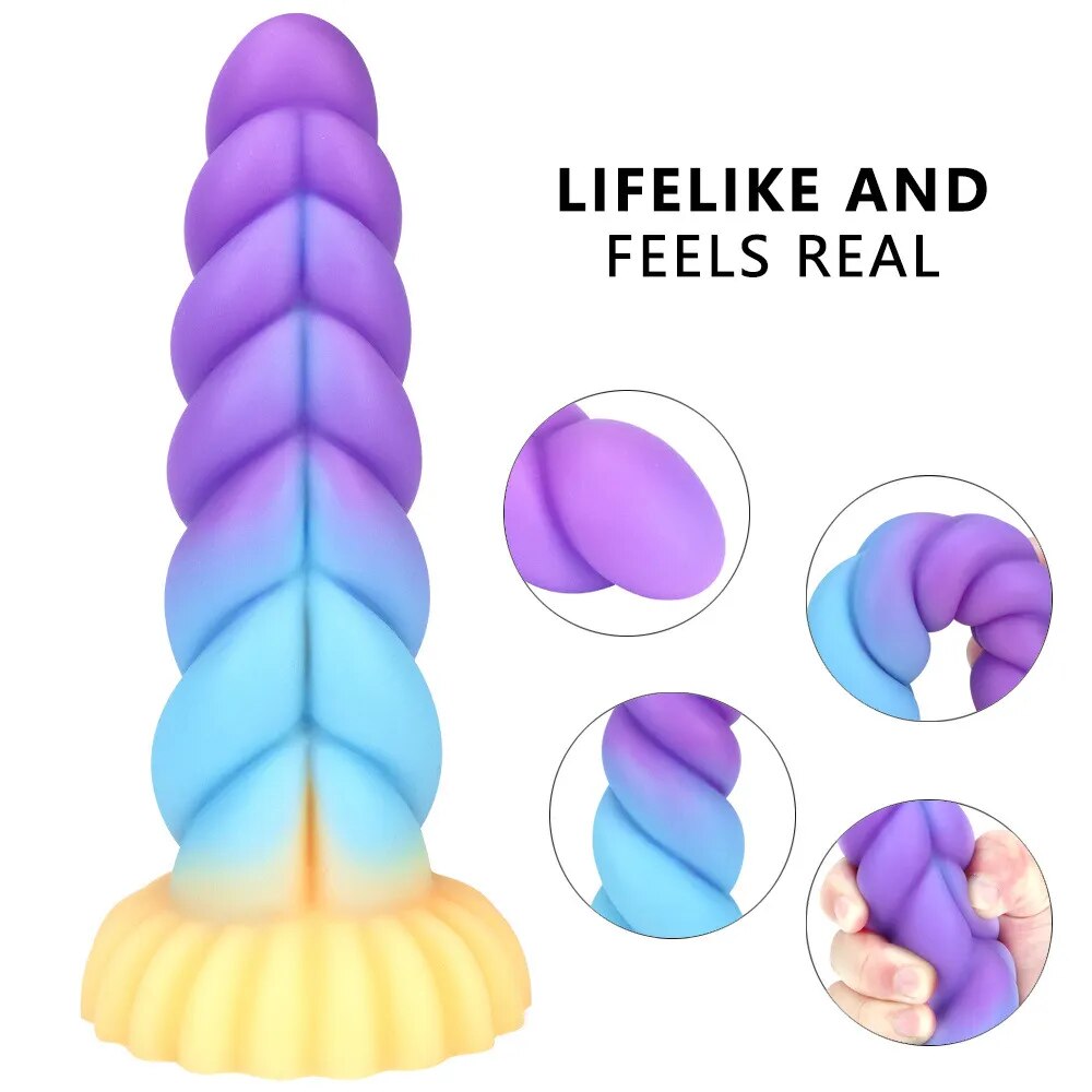 Multicolor Liquid Silicone Fantasy Anal Butt Plug Animal Penis Realistic Dildo Sex Toys For Women Masturbators Erotic Adult Shop