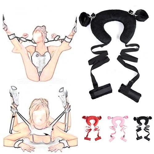 Multipurpose Adult Sexy Split Leg U-Shaped Pillow Hand Ankle Cuff Thinning Belt Bending Orgasm Sex Toys Cotton Bdsm Bondage Set