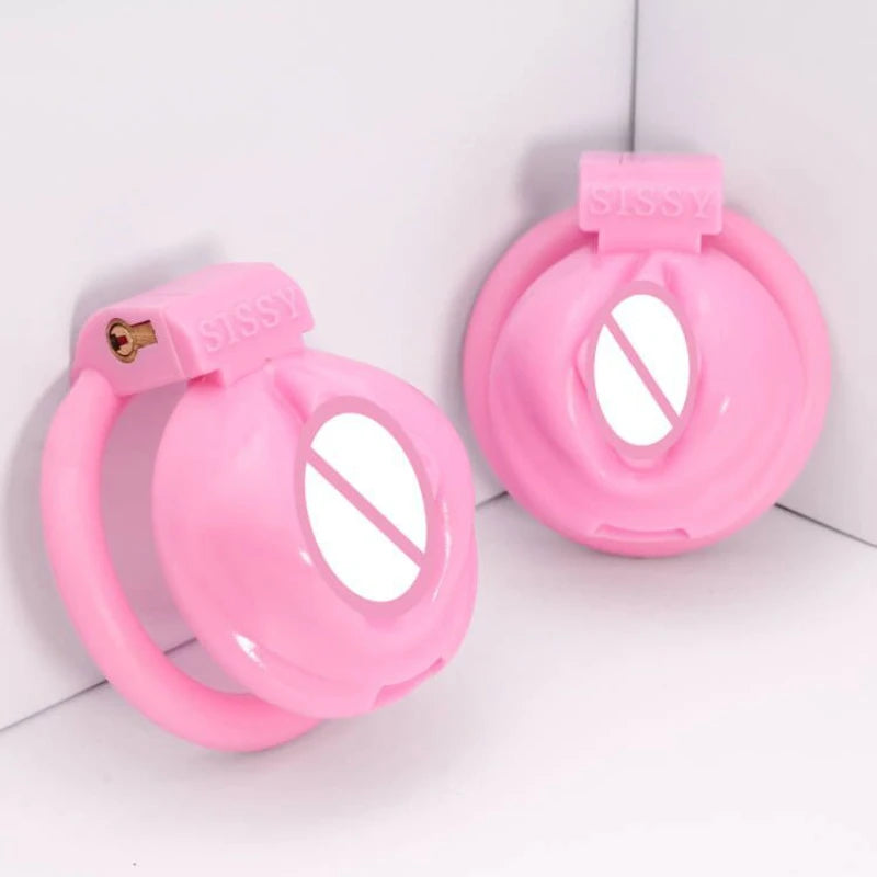 NEW Pink Chastity Cage for Male Sissy Bondage Penis Lock Devices with 4 Size Cock Rings Slave Training Sex Toys for Man Gay 18+