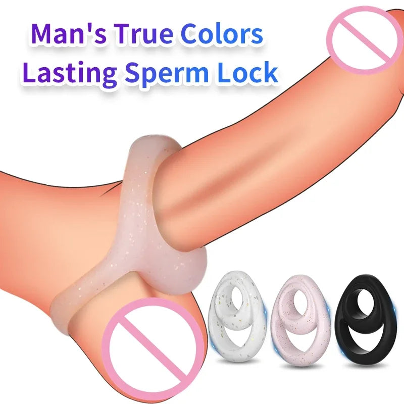 NEW Silicone Soft Male Delay Ejaculation Penis Ring Lock Elastic Cock Rings Exercise Bands Sex Toys for Men Adult Sex Shop