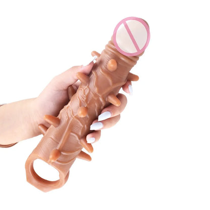 NEW Vibrating Condoms Enlargement For Men Reusable Condoms Dildo Penis Ring Sleeve Adult Sex Shop Sex Toy for MEN