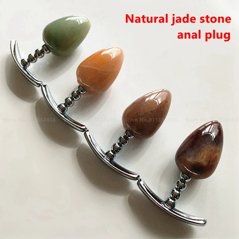 Natural Jade Stone Anal Plug Small Crystal Butt Plug Anal Sex Toys For Women Men Jade Analplug Adult Sex Shop Random Color 1Pcs