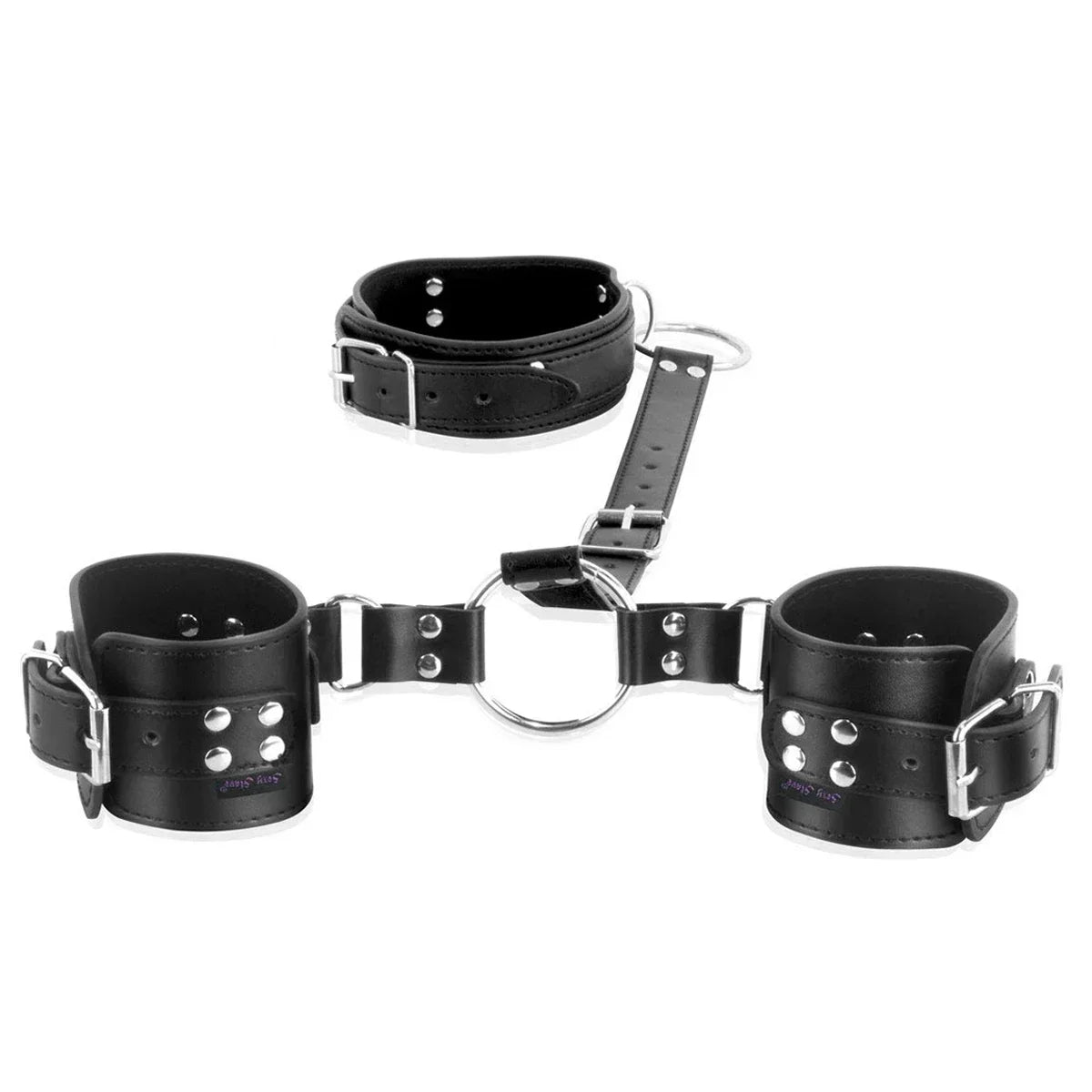 Neck to Wrist Restraints Kit with Nipple Clamps Gag Sex Toys for Women Adjustable Back Handcuffs Collar Bondage SM Sex Game Toys