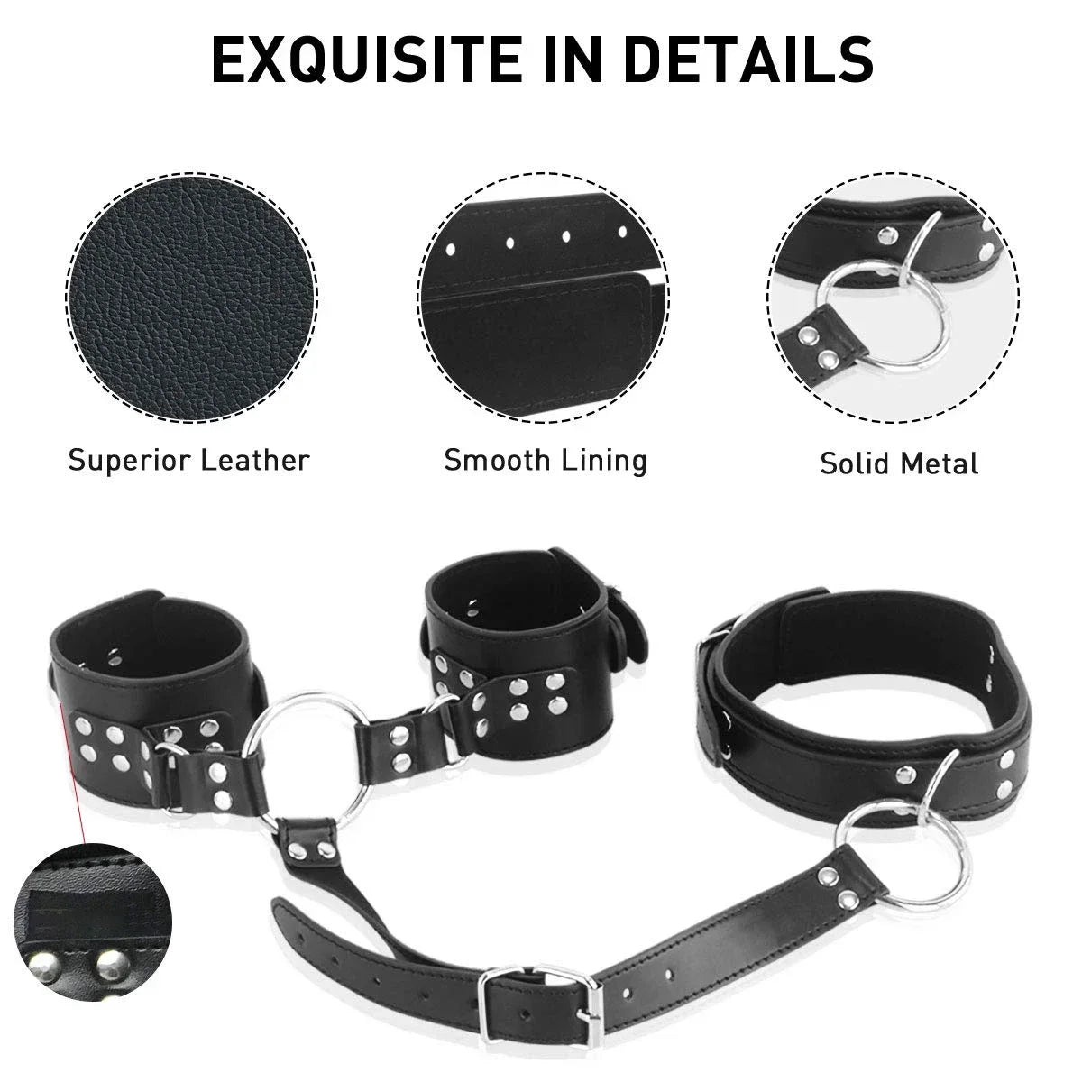 Neck to Wrist Restraints Kit with Nipple Clamps Gag Sex Toys for Women Adjustable Back Handcuffs Collar Bondage SM Sex Game Toys