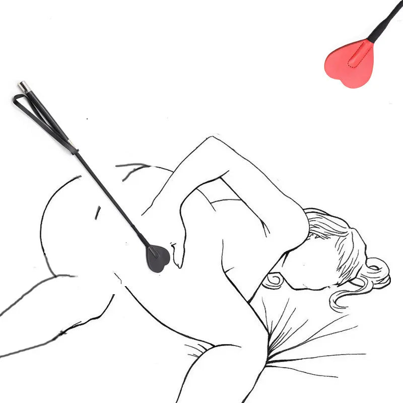 New 21.26" Heart Shape Riding Crop Leather Bondage Paddle Horse Whip Adult Sex Toy Flirt Spanking Whip BDSM Sex Aid Product