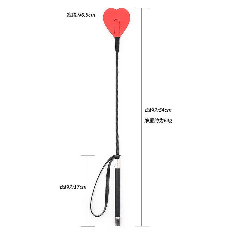 New 21.26" Heart Shape Riding Crop Leather Bondage Paddle Horse Whip Adult Sex Toy Flirt Spanking Whip BDSM Sex Aid Product