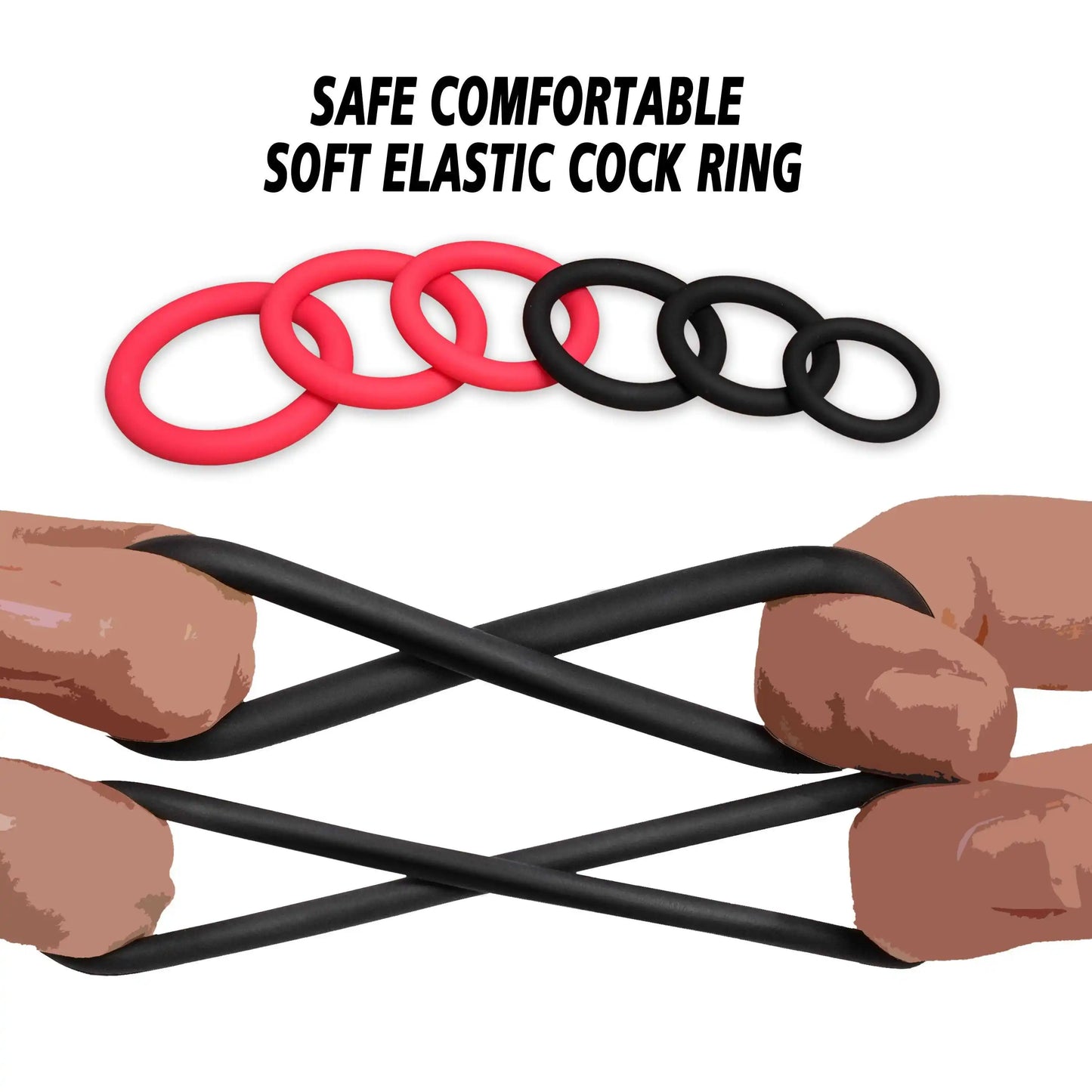 New 6 Rings Silicone Cock Penis Rings with Enlargers Erection Enhancing Ultra Soft Long Lasting Stronger Adult Sex Toys for Men