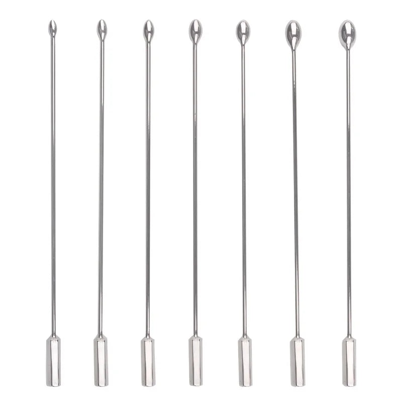 New 7 different Dia bead as 1 set Stainless steel urethral Catheter penis plug dilator metal Penis stick female sex toys for men