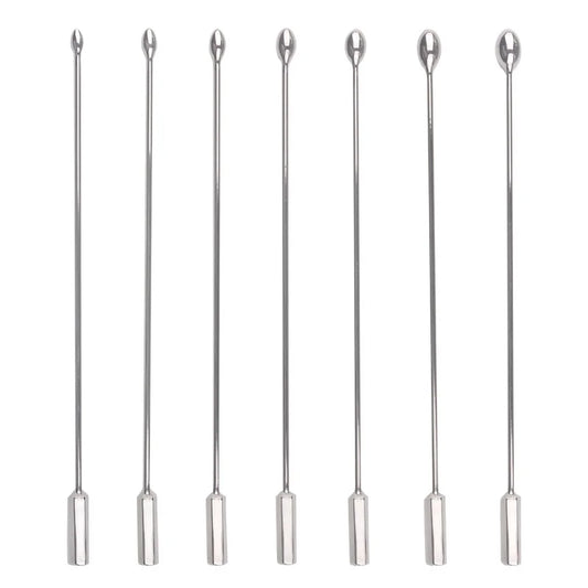 New 7 different Dia bead as 1 set Stainless steel urethral Catheter penis plug dilator metal Penis stick female sex toys for men