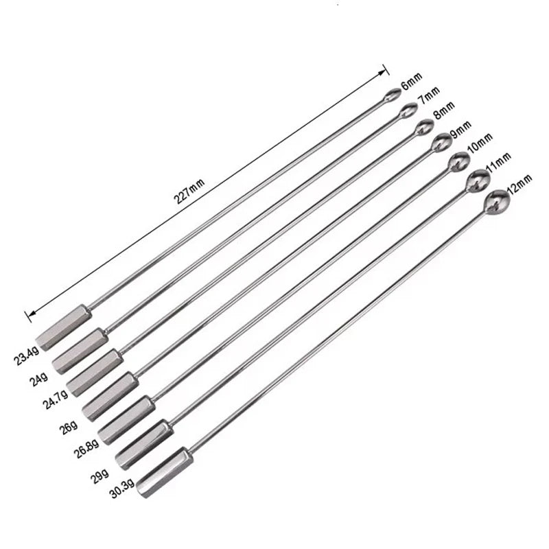 New 7 different Dia bead as 1 set Stainless steel urethral Catheter penis plug dilator metal Penis stick female sex toys for men