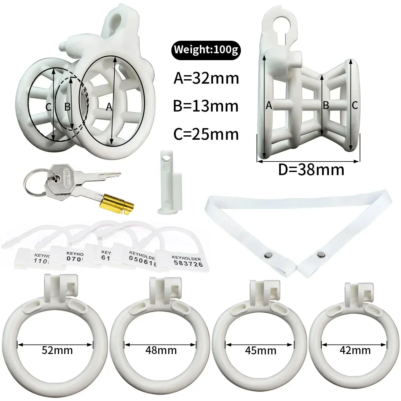 New ABS Negative Chastity Cage for Men Lightweight Small Sissy Cock Lock with 4 Size Penis Rings Lock Device BDSM Adults Toys18+