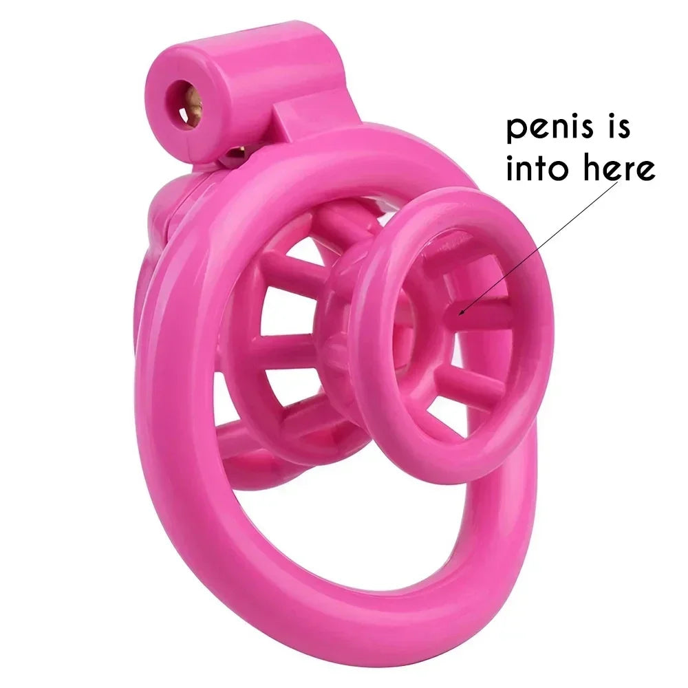 New ABS Negative Chastity Cage for Men Lightweight Small Sissy Cock Lock with 4 Size Penis Rings Lock Device BDSM Adults Toys18+