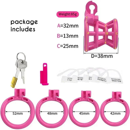 New ABS Negative Chastity Cage for Men Lightweight Small Sissy Cock Lock with 4 Size Penis Rings Lock Device BDSM Adults Toys18+