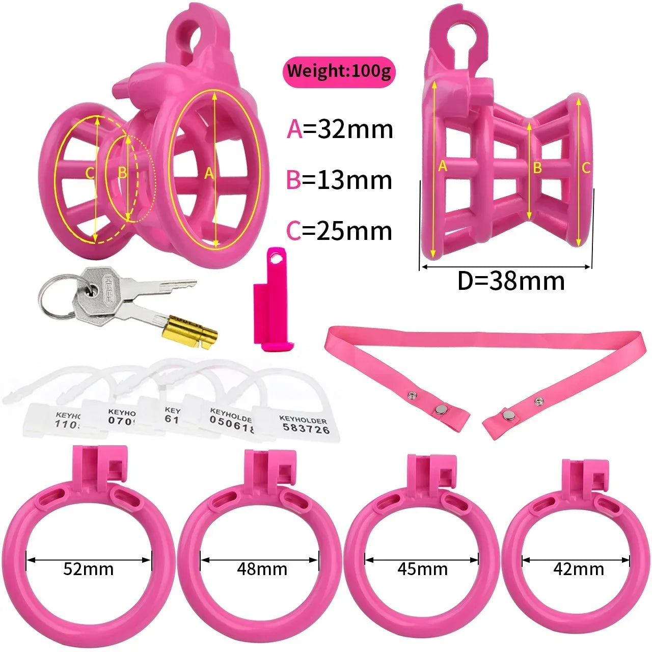 New ABS Negative Chastity Cage for Men Lightweight Small Sissy Cock Lock with 4 Size Penis Rings Lock Device BDSM Adults Toys18+