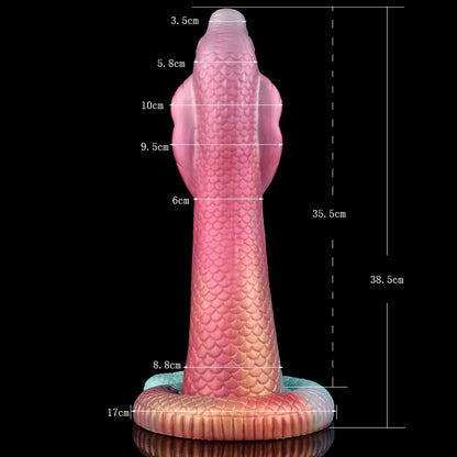 New Anal Toys 15inch Long Cobra Dildo Fantasy Snake Dragon Penis Soft Liquid Silicone Anal Butt Plug with Sucker for Women Men