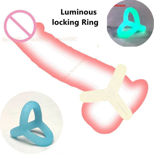 New Blue Luminous Penis Ring Reusable Silicone Semen Penis Ring Penis Enlargement Delayed Ejaculation Male Sex Toys