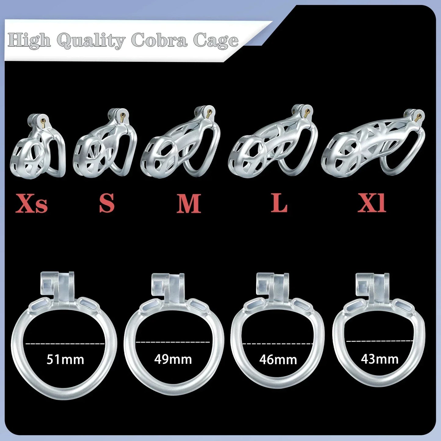 New Cobra Chastity Cage Device Male Penis Lock with 5 Size Base Cock Rings and Urinary Catheter Adult Games Sex Toys for Men Gay