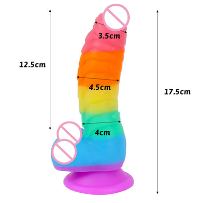 New Colorful Realistic Dildos Strapon Dildo for Women Sex Toys Adult Toy Rainbow Penis with Suction Cup Woman Erotic Sextoy Dick