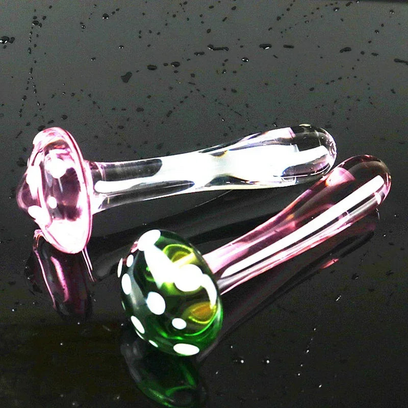 New Crystal Mushroom Penis Glass Men's Women's G-Spot Anal butt plug Beads Masturbation erotic Expander adults Sex toys Products