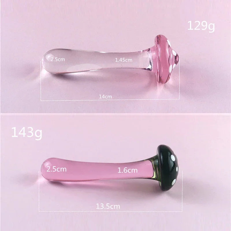 New Crystal Mushroom Penis Glass Men's Women's G-Spot Anal butt plug Beads Masturbation erotic Expander adults Sex toys Products