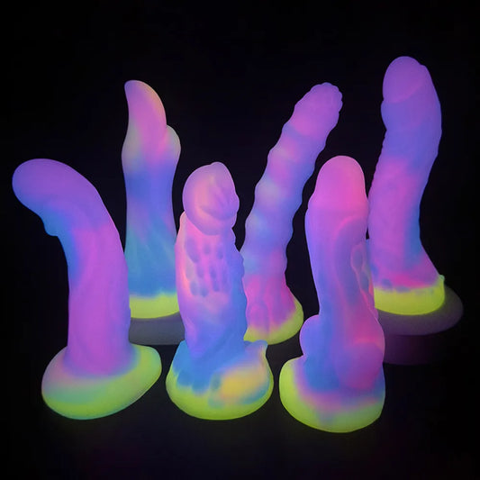 New Luminous Anal Plug Adult Toys Soft Silicone Dragon Monster Dildos with Suction Cup Anal Butt Plug Sex Toys for Women/Men